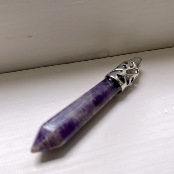 Genuine Amethyst 6- Sided Pendant Point in Silver - Picture 5 of 11